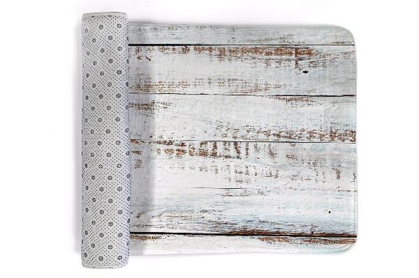 Teppich Holzbretter weiß