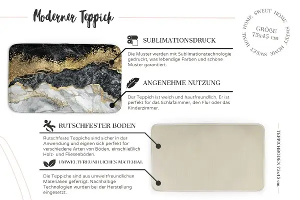 Teppich Blumen auf schwarzem Hintergrund