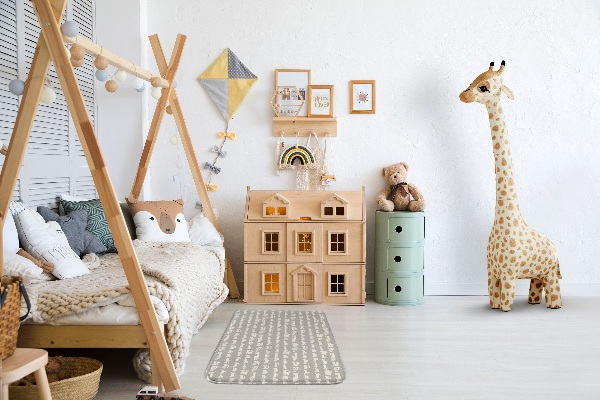 Kinderteppich Fahrzeuge in einem Muster