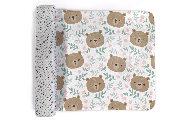 Kinderteppich Teddybären und Blumen