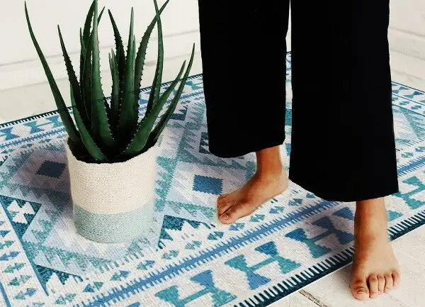 Teppich auf pvc Blaue Diamanten