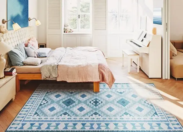 Teppich auf pvc Blaue Diamanten