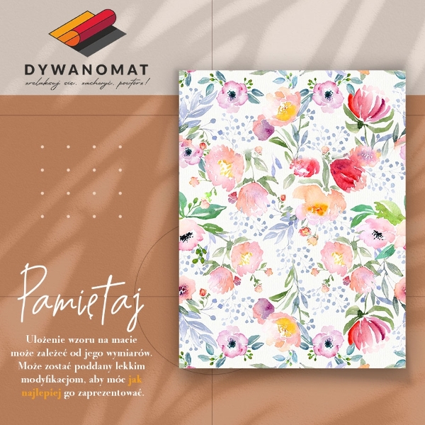 Teppich auf pvc Aquarellblumen