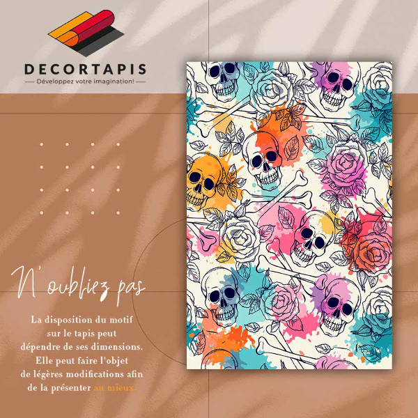 Vinyl teppich Schädel und Rosen