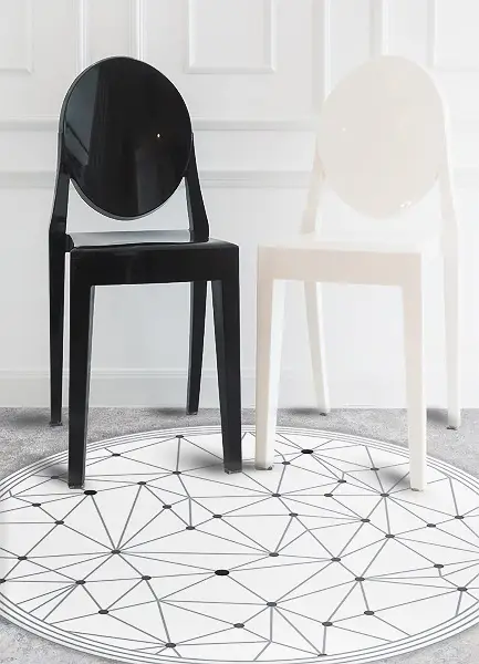 Runde teppich auf pvc Geometrisches Gitter