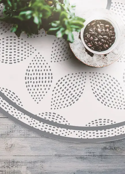 Runder vinyl teppich läufer punktierte Blumen