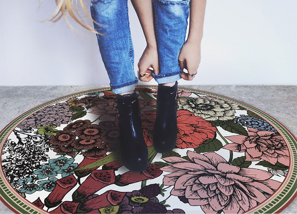 Runde vinyl teppich läufer Vielfältige Blumen