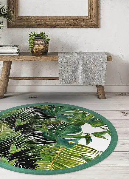 Runder vinyl teppich Exotische Blätter