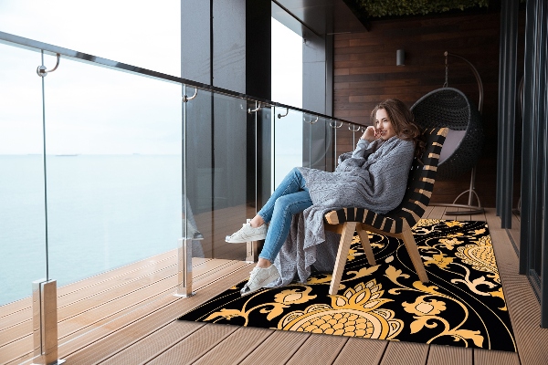 Teppich terrasse Goldener Damast