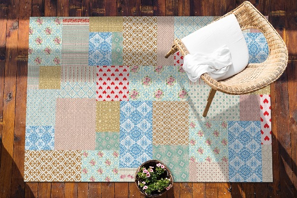 Terrassenteppich Patchwork unterschiedliche Teile