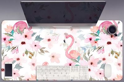 Schreibtisch Unterlegmatte Flamingos Blumen