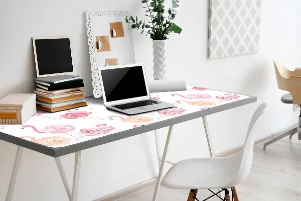 Schreibtisch Unterlegmatte Flamingos und Blumen