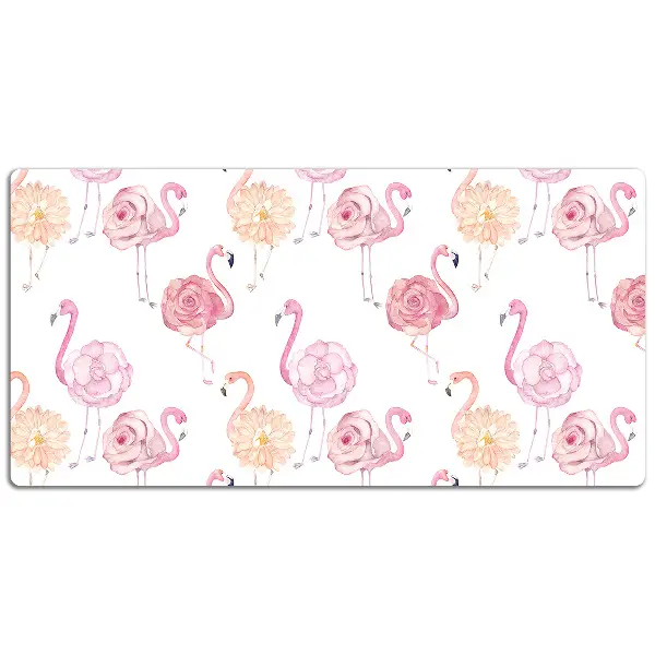Schreibtisch Unterlegmatte Flamingos und Blumen