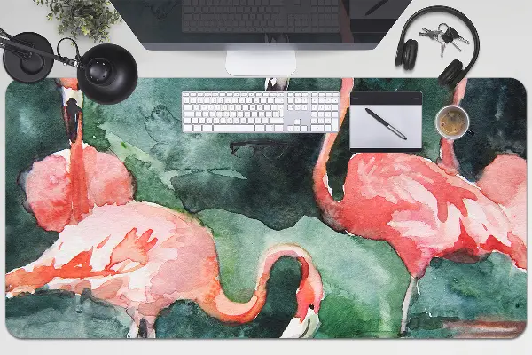 Schreibtischunterlage Lackierte Flamingos.