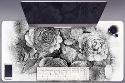 Schreibtischunterlage Schwarze und weiße Rosen