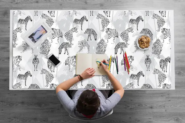 Schreibtisch Unterlegmatte Tiger und Zebras.