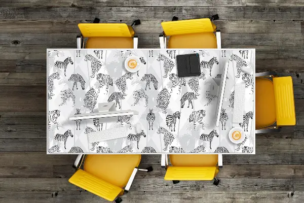 Schreibtisch Unterlegmatte Tiger und Zebras.