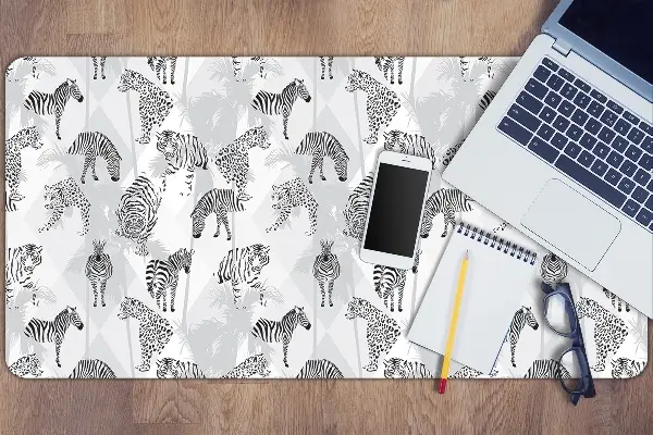 Schreibtisch Unterlegmatte Tiger und Zebras.