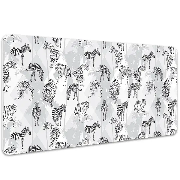 Schreibtisch Unterlegmatte Tiger und Zebras.
