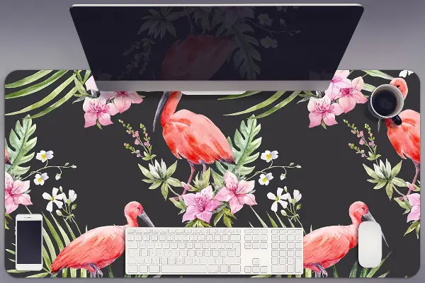 Schreibtischunterlage Schwarzer Flamingo.