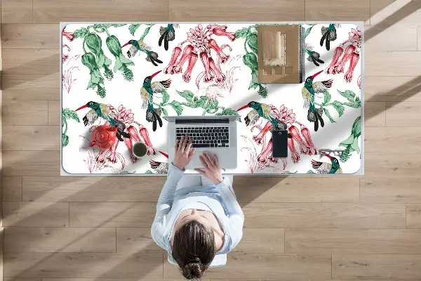 Büro-Schreibtischmatte Kräuter und Vögel