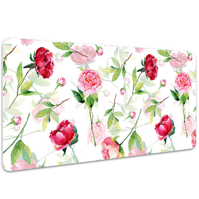 PVC Schreibtischmatte rote Blumen