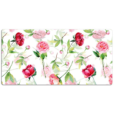 PVC Schreibtischmatte rote Blumen