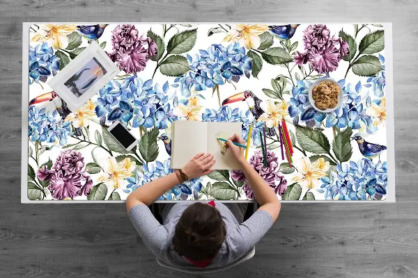 PVC Schreibtischmatte Retro-Blumen