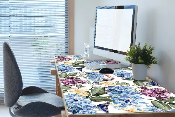PVC Schreibtischmatte Retro-Blumen
