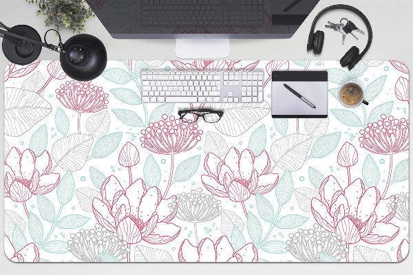PVC Schreibtischmatte Blumenkonturen