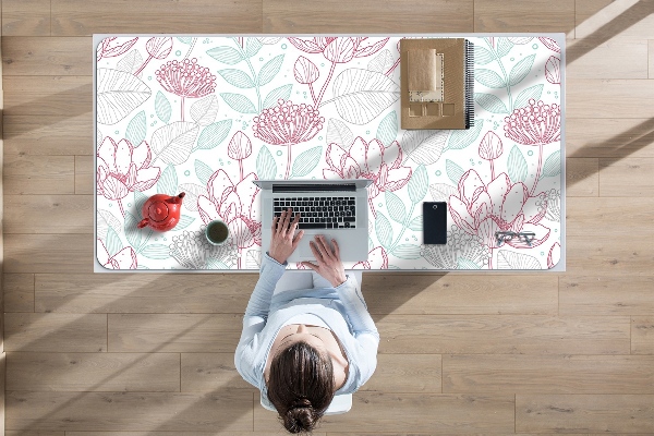 PVC Schreibtischmatte Blumenkonturen