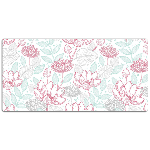 PVC Schreibtischmatte Blumenkonturen