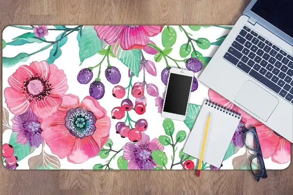 Büro-Schreibtischmatte Blumen und Beeren
