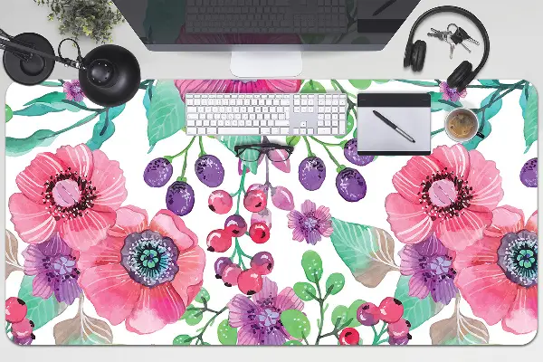 Büro-Schreibtischmatte Blumen und Beeren