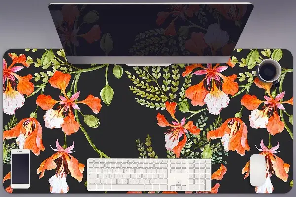 Büro-Schreibtischmatte rote Blumen