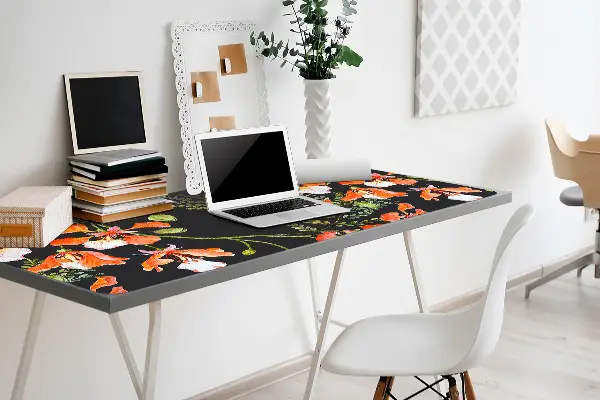 Büro-Schreibtischmatte rote Blumen