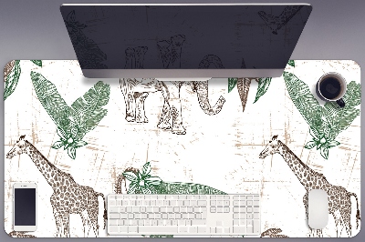 Schreibtisch Unterlegmatte Giraffen und Elefanten