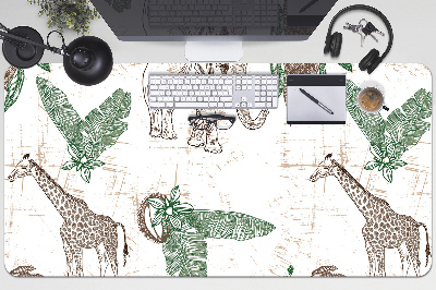 Schreibtisch Unterlegmatte Giraffen und Elefanten