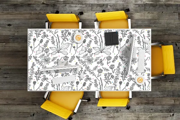 PVC Schreibtischmatte Blumen und Punkte