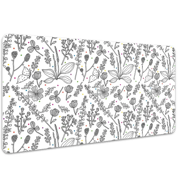 PVC Schreibtischmatte Blumen und Punkte