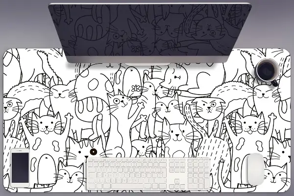 Schreibtisch Unterlegmatte Doodle-Art-Katzen