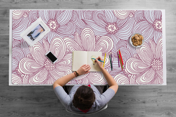 PVC Schreibtischmatte Doodle-Blumen
