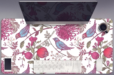 Schreibtischunterlage Vögel und Blumen