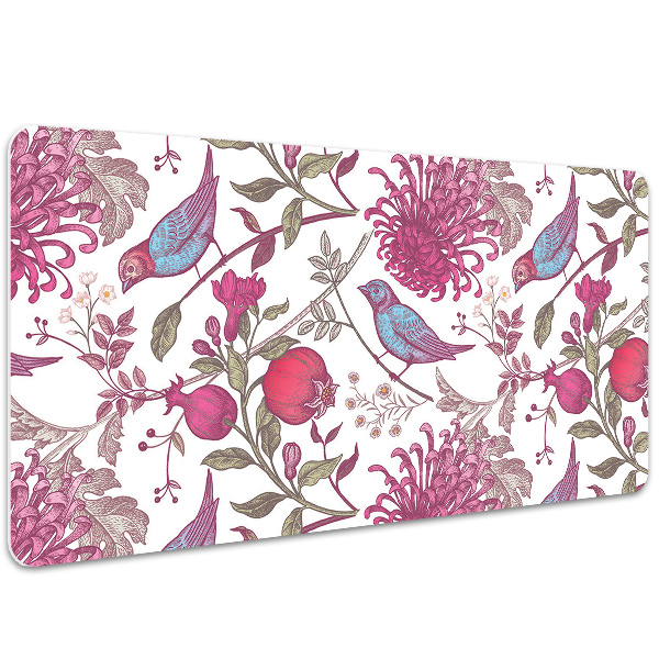 Schreibtischunterlage Vögel und Blumen