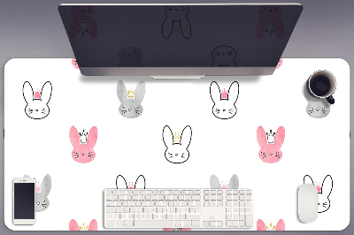 PVC Schreibtischmatte Kaninchen in Kronen.