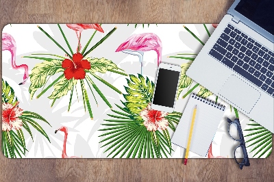 Schreibtisch Unterlegmatte Flamingos und Blumen