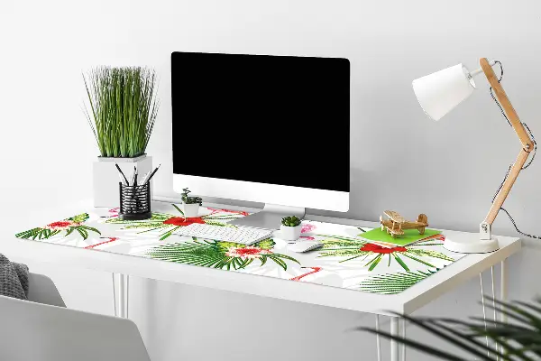 Schreibtisch Unterlegmatte Flamingos und Blumen