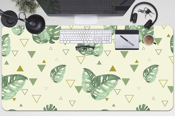 Büro-Schreibtischmatte Monstera und Dreiecke