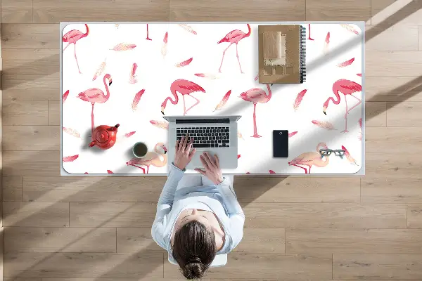 Schreibtisch Unterlegmatte Flamingo Herde.