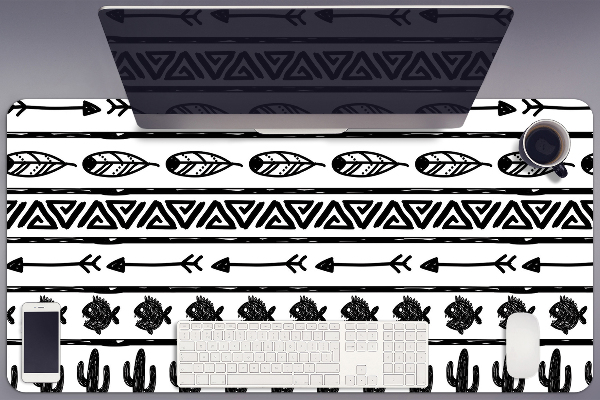 Büro-Schreibtischmatte Boho schwarz und weiß